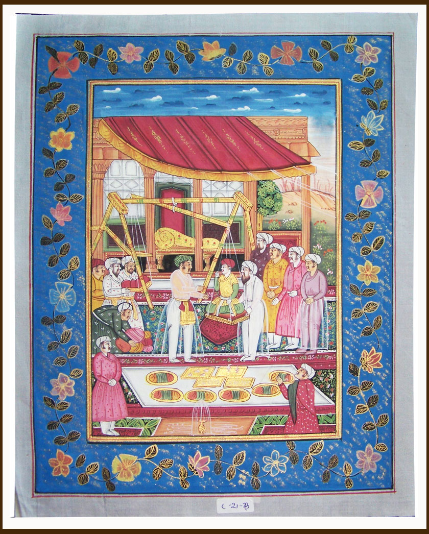 MUGHAL EMPEROR COURT SCENE MINIATURE PAINTING FROM RAJASTHAN INDIA!! | eBay
